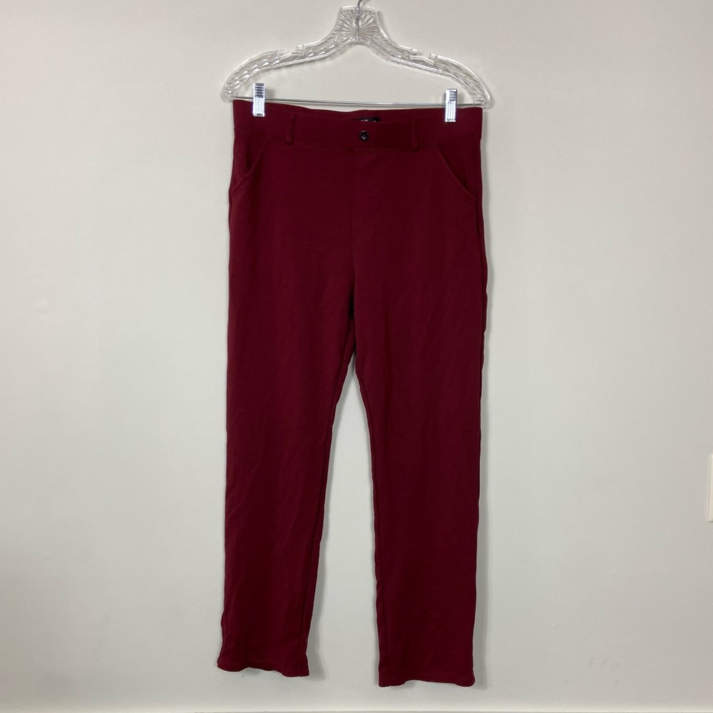 UUE maroon stretchy leggings with front pockets, size XL